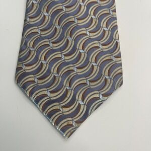 Geoffery Beene Handmade Modern Silk Tie Silver, Gold, Brown 59"‎ x 4"